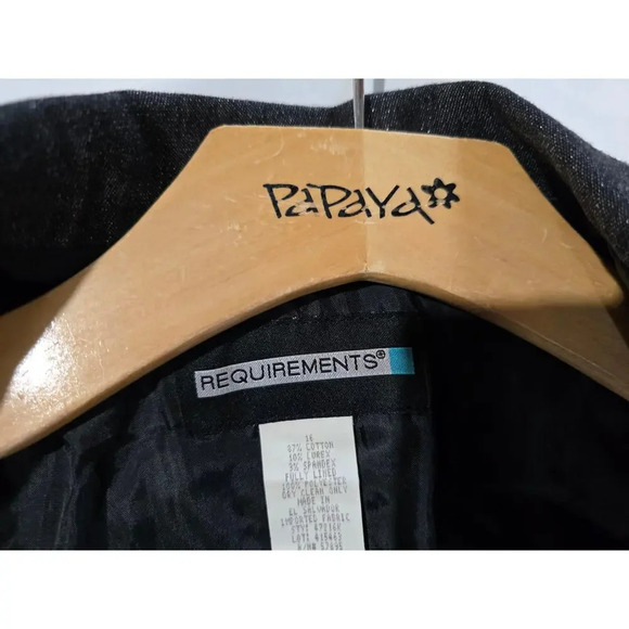 Requirements Women’s Plus Size 16 Vintage Dark Gray Lurex Career Blazer - Picture 8 of 10